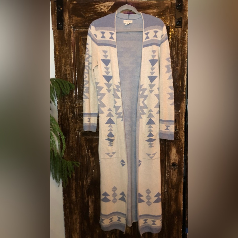 Cream & Blue Ruby Moon Boho Cardigan